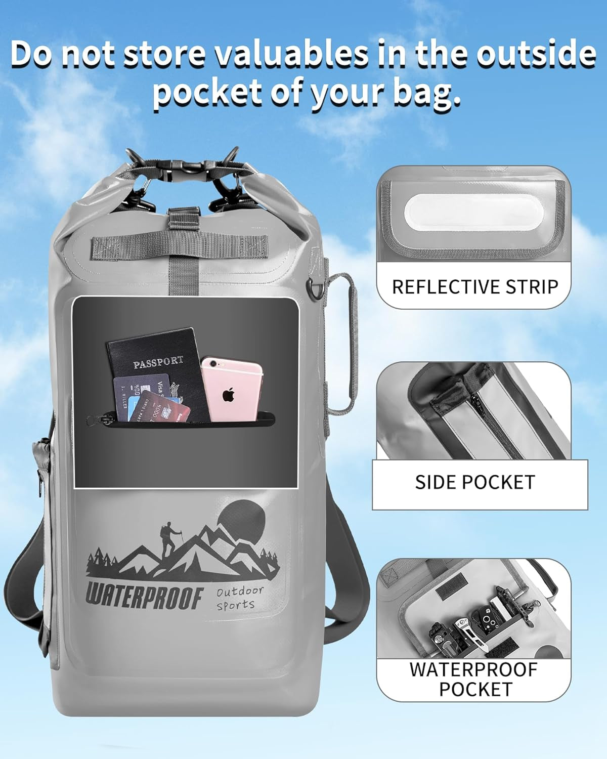 Waterproof Floating Dry Bag Backpack - Available in 20L, 30L, and 40L Sizes for Men - Ideal for Kayaking and Outdoor Activities