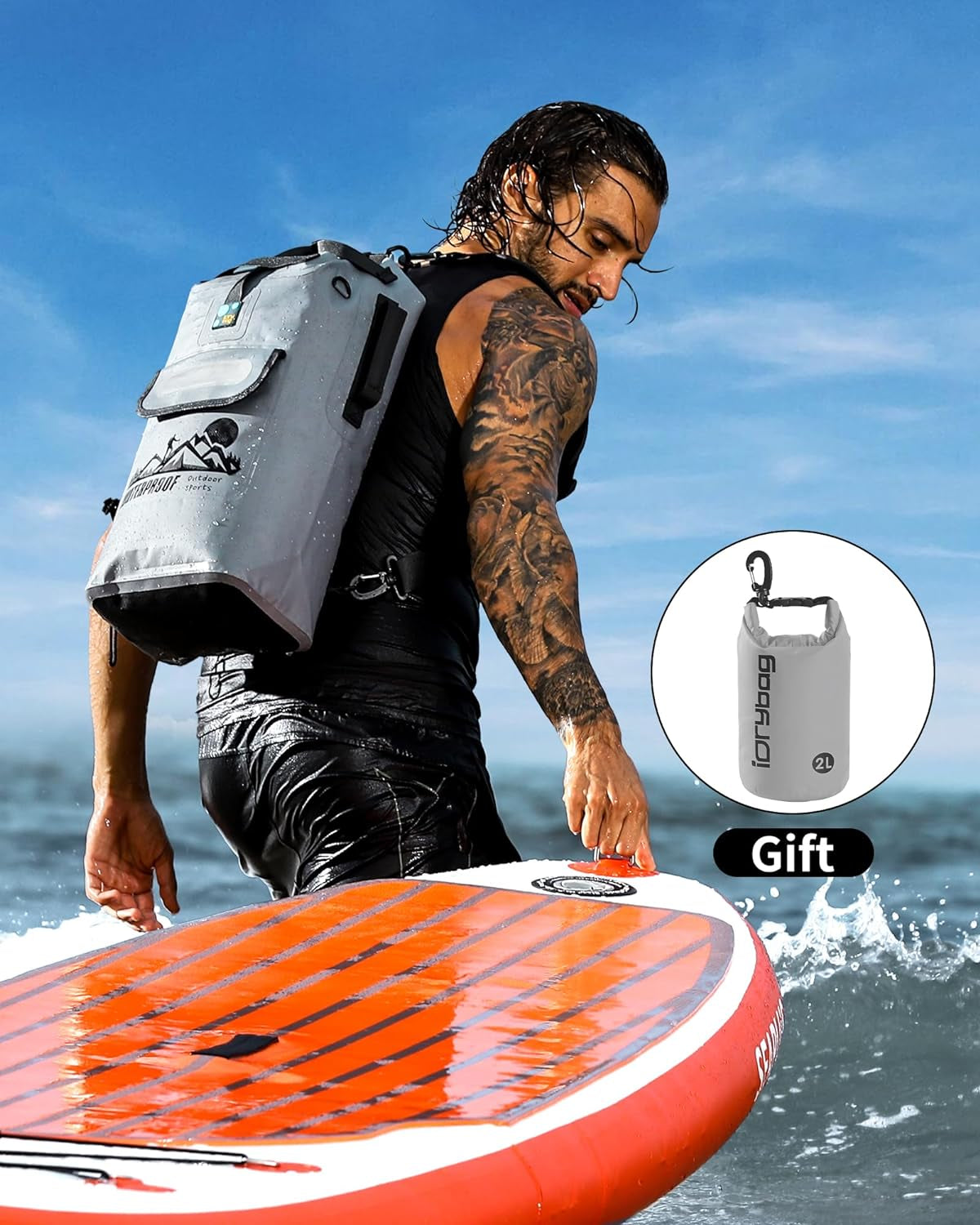 Waterproof Floating Dry Bag Backpack - Available in 20L, 30L, and 40L Sizes for Men - Ideal for Kayaking and Outdoor Activities