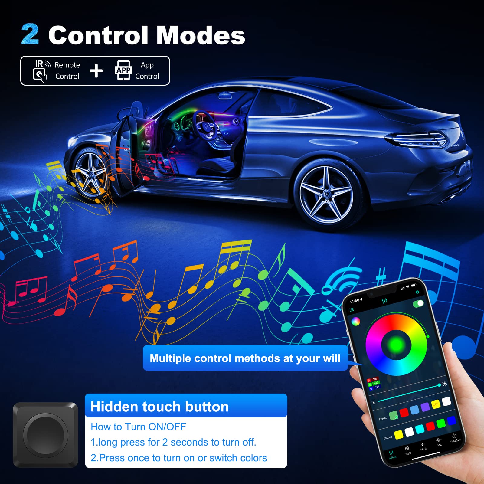 Brand: Dreamcolor Acrylic Interior Car LED Strip Light with Wireless APP, RGB 22 in 1 with 175 inches 593 LEDs Fiber Optic Ambient Lighting Kits, 16 Million Colors Sound Active Function Car Neon Lights